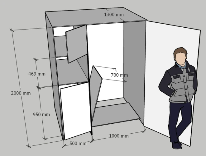 Plan de conception sur mesure d'un casier palette et de casiers à colis